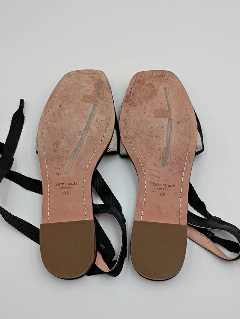 Kate Spade Maggie Ankle Strap Sandals Flats Gingham Checkered 9 Coastal Garden